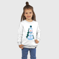 Детский свитшот хлопок Румяный снеговик с ёлкой - фото 2