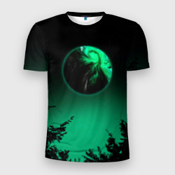 Мужская футболка 3D Slim Неоновая зеленая луна