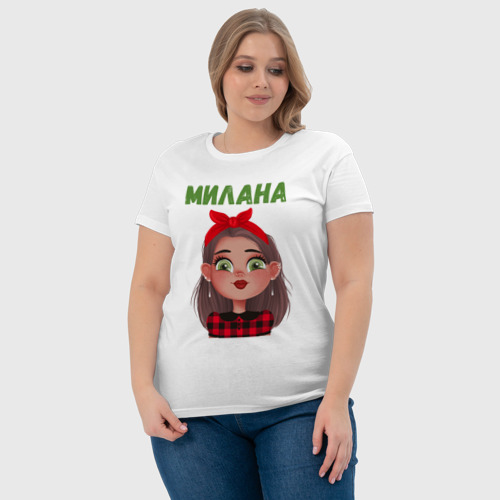 Женская футболка хлопок с принтом Милана - девочка модница, фото #4