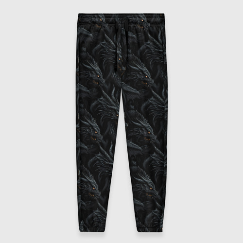Женские брюки 3D с принтом Черные драконы паттерн, вид спереди #2