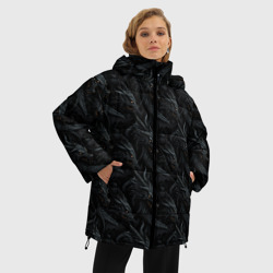 Женская зимняя куртка Oversize Черные драконы паттерн - фото 2