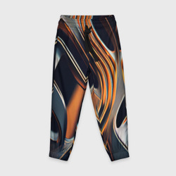 Детские брюки 3D Слияние красок оранжевого и чёрного абстракция 