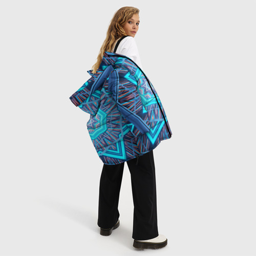 Женская зимняя куртка 3D с принтом Геометрический  орнамент мандалы, вид сбоку #3