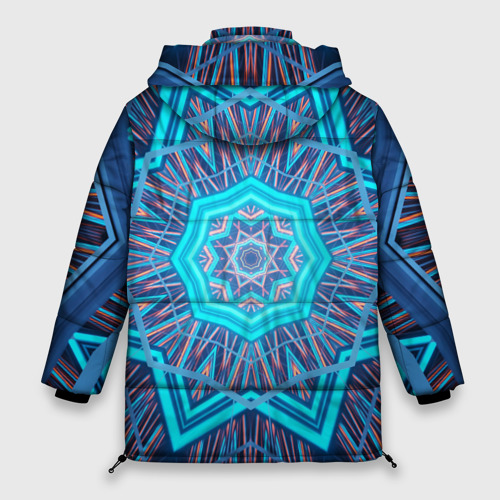Женская зимняя куртка 3D с принтом Геометрический  орнамент мандалы, вид сзади #1
