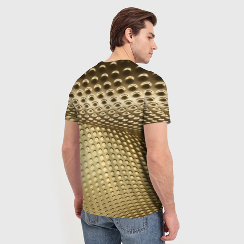 Мужская футболка 3D Золотая сетка абстракция , цвет 3D печать - фото 4