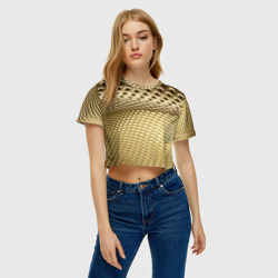 Женская футболка Crop-top 3D Золотая сетка абстракция  - фото 2