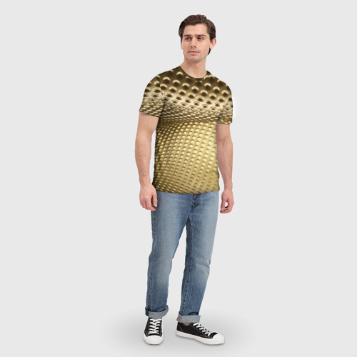 Мужская футболка 3D Золотая сетка абстракция , цвет 3D печать - фото 5