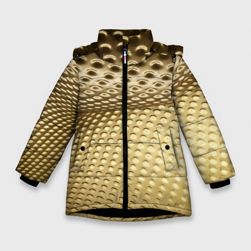 Зимняя куртка для девочек 3D Золотая сетка абстракция , цвет черный