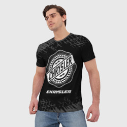 Мужская футболка 3D Chrysler speed на темном фоне со следами шин - фото 2