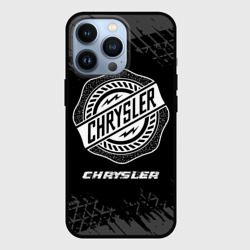 Чехол для iPhone 13 Pro Chrysler speed на темном фоне со следами шин