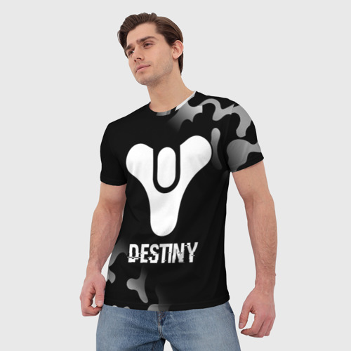 Мужская футболка 3D Destiny glitch на темном фоне, цвет 3D печать - фото 3