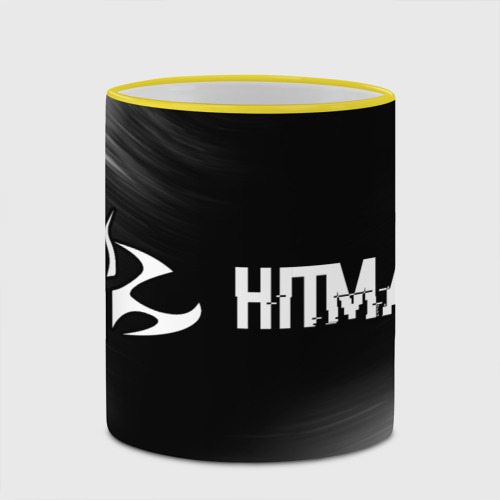 Кружка с полной запечаткой Hitman glitch на темном фоне по-горизонтали, цвет Кант желтый - фото 4