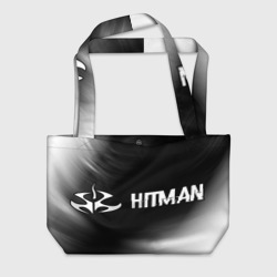 Пляжная сумка 3D Hitman glitch на темном фоне по-горизонтали