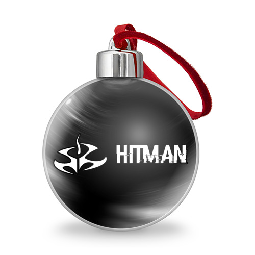Ёлочный шар Hitman glitch на темном фоне по-горизонтали