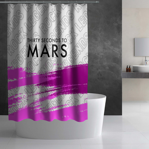 Штора 3D для ванной Thirty Seconds to Mars rock legends посередине - фото 2
