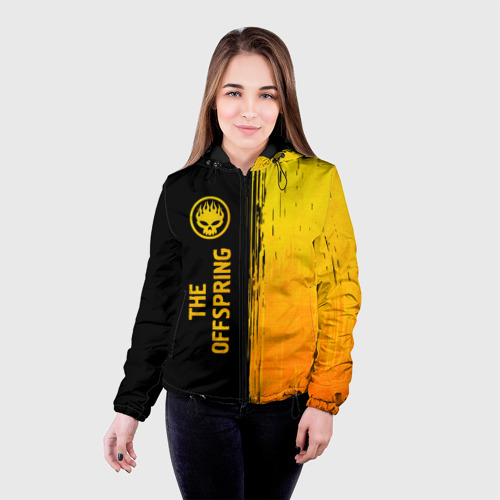 Женская куртка 3D The Offspring - gold gradient по-вертикали, цвет черный - фото 3