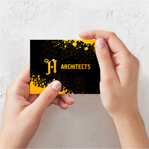 Поздравительная открытка Architects - gold gradient по-горизонтали, цвет белый - фото 3