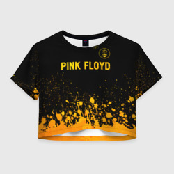 Женская футболка Crop-top 3D Pink Floyd - gold gradient посередине