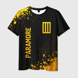 Мужская футболка 3D Paramore - gold gradient вертикально