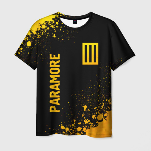 Мужская футболка с принтом Paramore - gold gradient вертикально, вид спереди №1