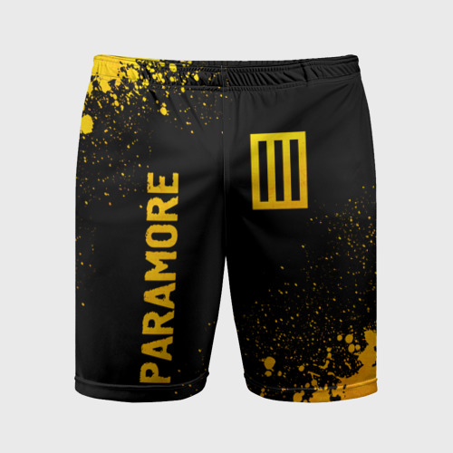 Мужские шорты спортивные Paramore - gold gradient вертикально, цвет 3D печать