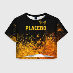 Женская футболка Crop-top 3D Placebo - gold gradient посередине