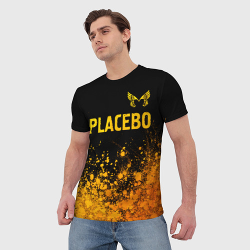 Мужская футболка 3D Placebo - gold gradient посередине, цвет 3D печать - фото 3