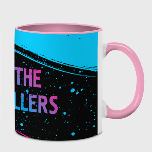Кружка с полной запечаткой The Killers - neon gradient по-горизонтали, цвет белый + розовый