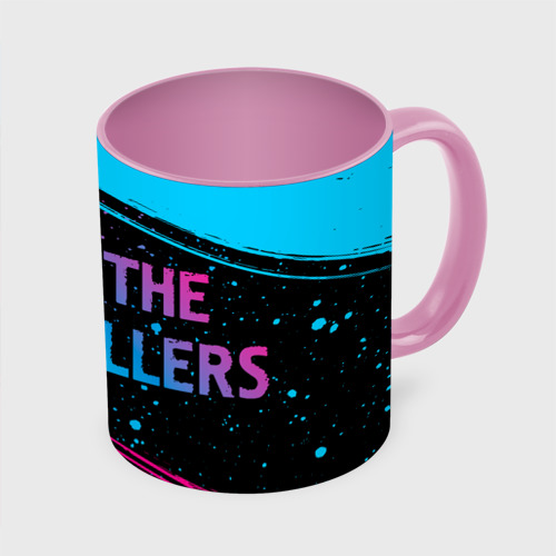 Кружка с полной запечаткой The Killers - neon gradient по-горизонтали, цвет белый + розовый - фото 3