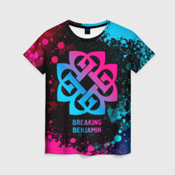 Женская футболка 3D Breaking Benjamin - neon gradient