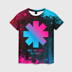 Red Hot Chili Peppers - neon gradient – Женская футболка 3D с принтом купить со скидкой в -26%