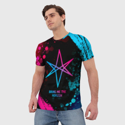 Мужская футболка 3D Bring Me the Horizon - neon gradient - фото 2