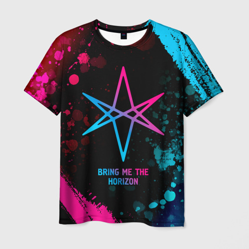 Мужская футболка 3D Bring Me the Horizon - neon gradient, цвет 3D печать
