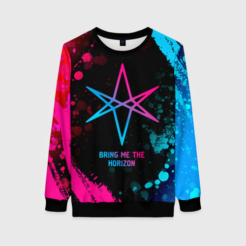 Женский свитшот 3D Bring Me the Horizon - neon gradient, цвет 3D печать