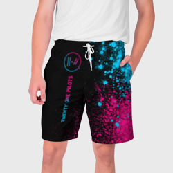 Мужские шорты 3D Twenty One Pilots - neon gradient по-вертикали