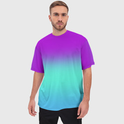 Мужская футболка oversize 3D Фиолетовый бирюзовый голубой неоновый градиент - фото 2