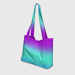 Пляжная сумка 3D Фиолетовый бирюзовый голубой неоновый градиент - фото 2