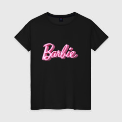 Барби - объемными рукописными буквами – Женская футболка хлопок с принтом купить со скидкой в -20%