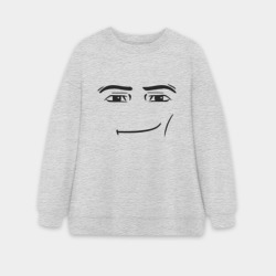 Женский свитшот oversize без начеса хлопок Роблокс лицо мем