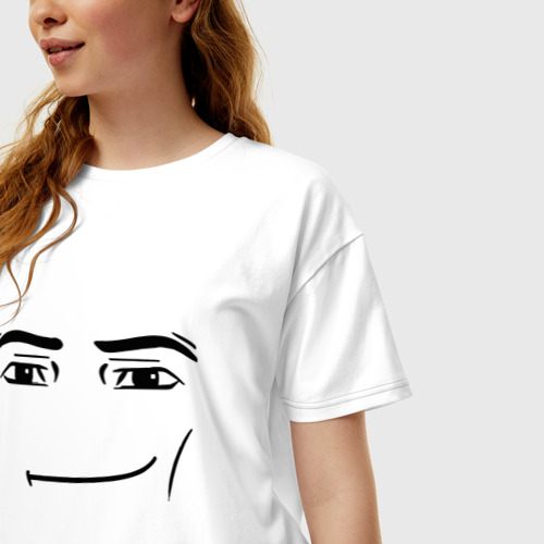 Женская футболка хлопок Oversize Роблокс лицо мем, цвет белый - фото 3