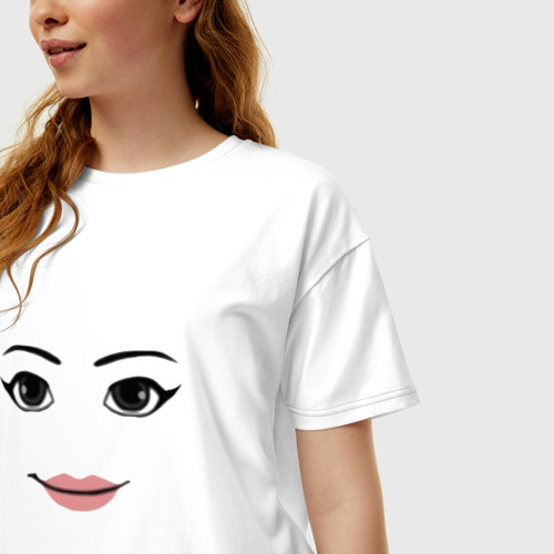 Женская футболка хлопок Oversize Роблокс лицо девочки, цвет белый - фото 3