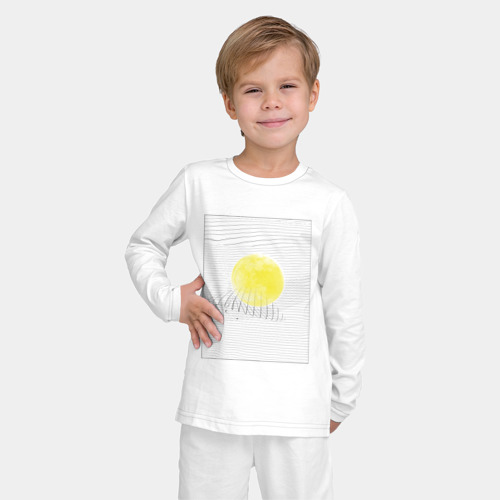 Детская пижама с лонгсливом хлопок с принтом Луна геометрия, фото на моделе #1