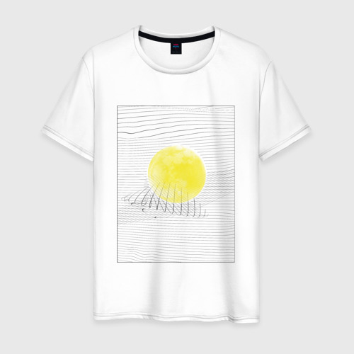 Мужская футболка хлопок с принтом Луна геометрия, вид спереди #2