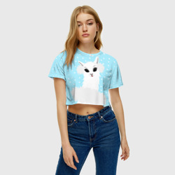 Женская футболка Crop-top 3D Лама - альпака в наушниках - фото 2