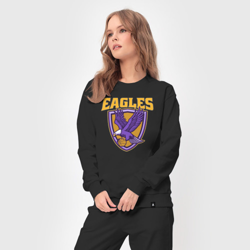 Женский костюм хлопок Eagles basketball, цвет черный - фото 5