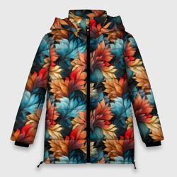 Женская зимняя куртка Oversize Нарисованная трава паттерн 