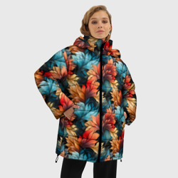 Женская зимняя куртка Oversize Нарисованная трава паттерн  - фото 2
