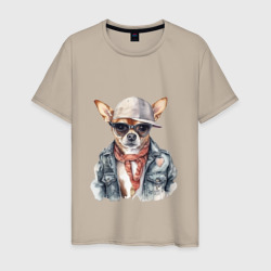 Чихуахуа хипстер – Мужская футболка хлопок с принтом купить со скидкой в -20%