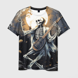 Мужская футболка 3D Скелет играет на инструменте