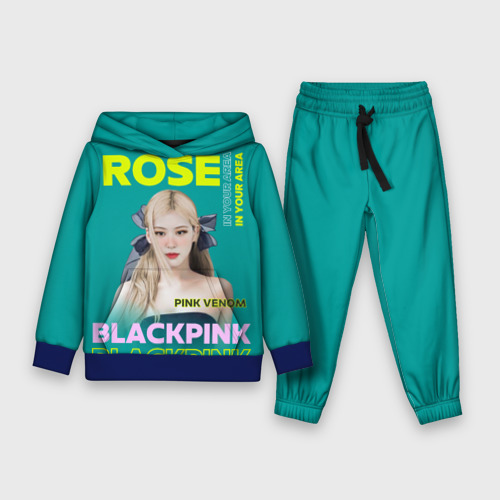 Детский костюм с толстовкой 3D Rose - девушка  певица из группы Blackpink, цвет синий